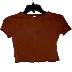 SHEIN Bronze Ribbed Crop Top